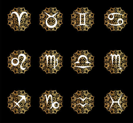The illustration - zodiac sign in gold and black color.のイラスト素材