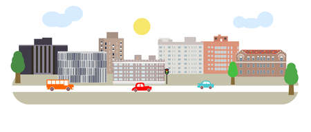 illustration in style of flat design on the theme of cityscape.のイラスト素材