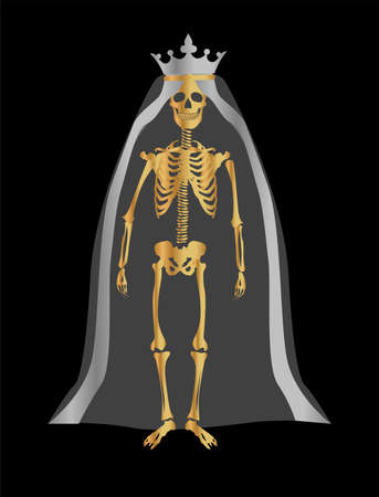 illustration with skeleton as a Queen in Gold and Silver.のイラスト素材