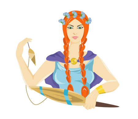 The illustration with a Scandinavian goddess - Frigg Godnessのイラスト素材