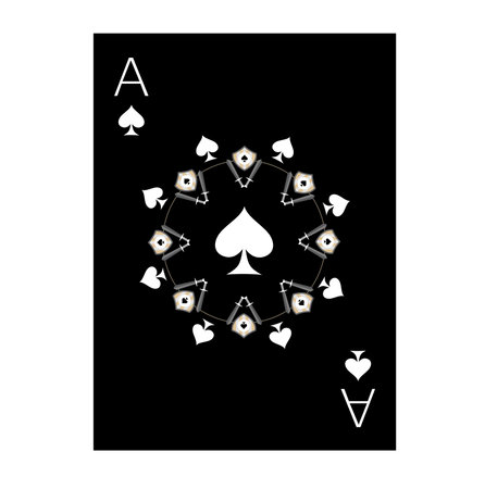 the illustration with Ace of Spades - with black background and design with weapon.