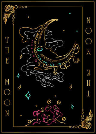 the illustration - card for tarot - The Moon Card.のイラスト素材