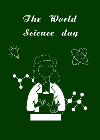 illustration in flat design style on the theme of science and feminism.のイラスト素材
