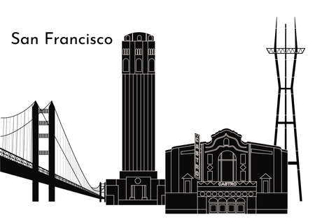 illustration in style of flat design on the theme of San Francisco.のイラスト素材