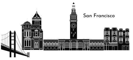 illustration in style of flat design on the theme of San Francisco.のイラスト素材
