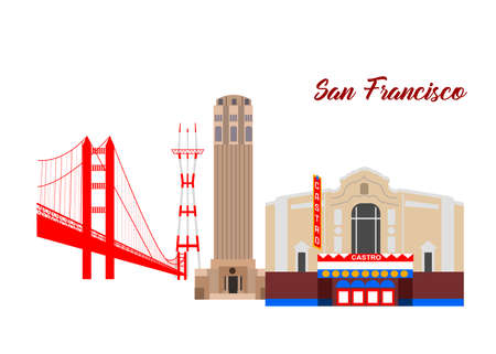 illustration in style of flat design on the theme of San Francisco.のイラスト素材