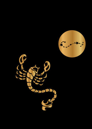 The illustration - zodiac sign in the black and gold color.のイラスト素材