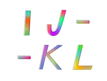 set of letters in glamor and colorful styleのイラスト素材