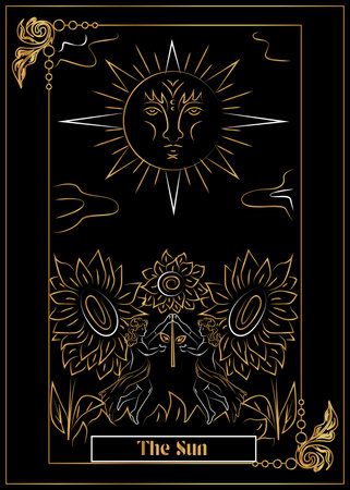 the illustration - card for tarot - The Sun.のイラスト素材