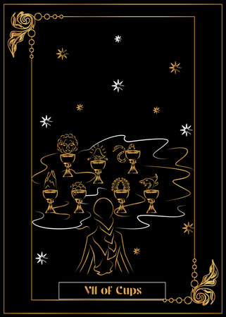 the illustration - card for tarot - VII of Cups.のイラスト素材