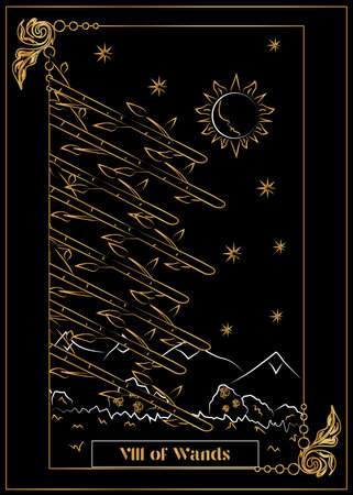 the illustration - card for tarot - VIII of Wands.のイラスト素材