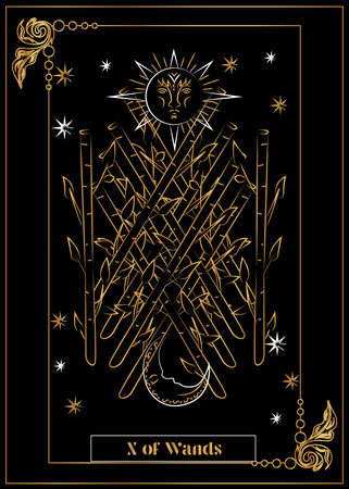 the illustration - card for tarot - X of Wands.のイラスト素材