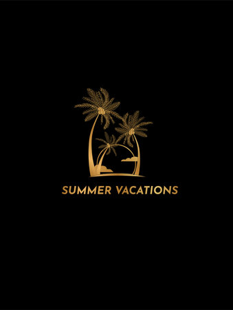 logo on the theme of summer vacations in a minimalist style.の写真素材
