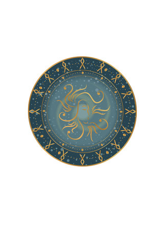 The illustration - zodiac sign in the gold color.の写真素材