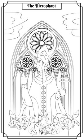 the illustration - card for tarot - The Hierophant card.のイラスト素材