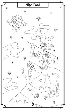 the illustration - card for tarot - The fool card.のイラスト素材