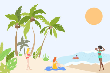 the vector style illustration on theme of summer and vacation.のイラスト素材