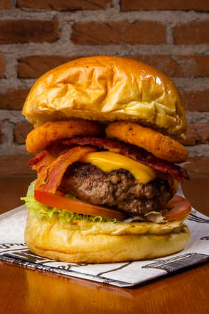 Beauty cheeseburger with a lot of cheeseの写真素材