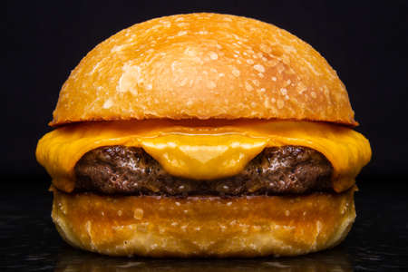 Beauty cheeseburger with a lot of cheeseの写真素材