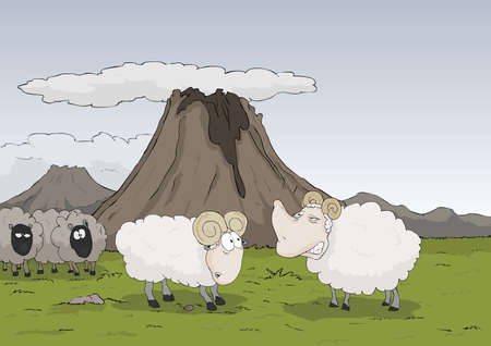 sheep in the mountainsのイラスト素材