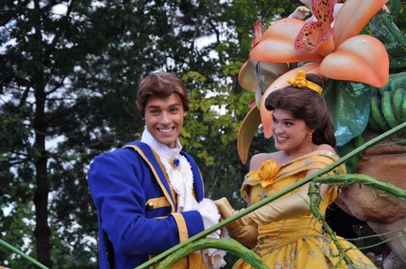 Disneyland Paris, August, 14, 2010 - Cinderella and Prince Charming, Once upon a dream  parade at Eurodisneyのeditorial素材