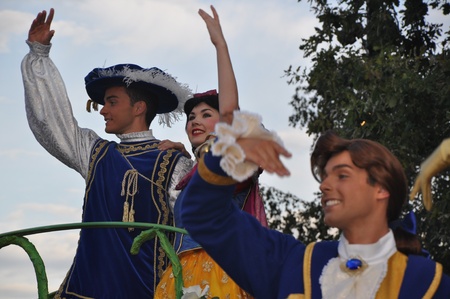 Disneyland Paris, August, 14, 2010 - SnowWhite and Prince, Once upon a dream  parade at Eurodisneyのeditorial素材