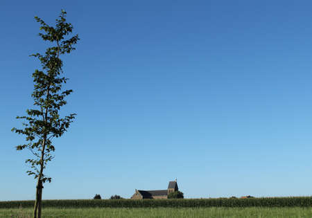 Church in the country side of Belgiumの写真素材