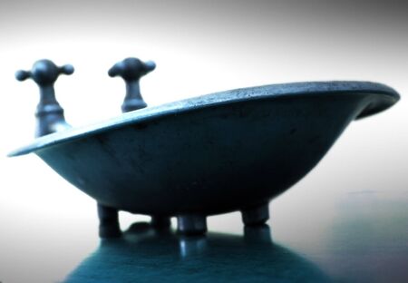 Miniture bathtub in blue tonesの写真素材