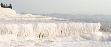 Dry travertine balconies in Pamukkale , Turkeyの写真素材