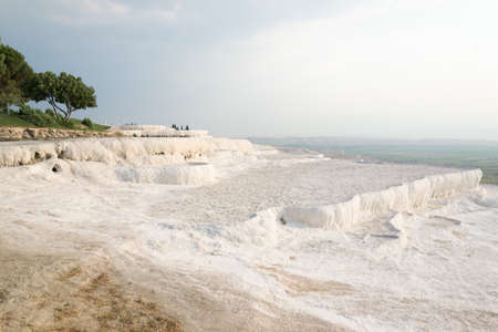 Dry travertine balconies in Pamukkale , Turkeyの写真素材