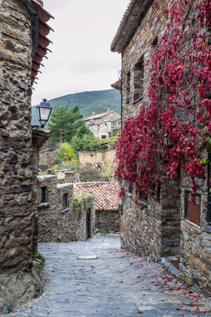 Stone houses in Patones de Arriba, Madrid, Spainの写真素材