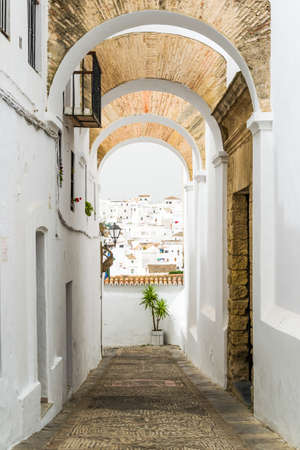 Street in Vejer de la Frontera village, Cadiz, Spainの写真素材