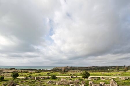 Overview of the archaeological site of Selinunteの写真素材