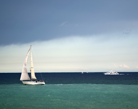 Sailboat and yacht.nel Mediterranean Seaの写真素材