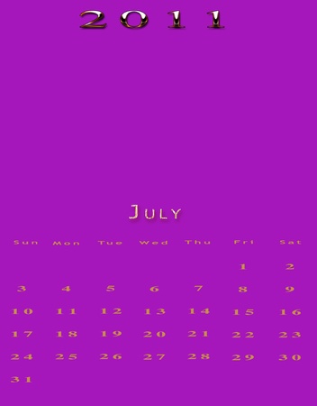Monthly calendar of 2011 in English on colored backgroundの写真素材
