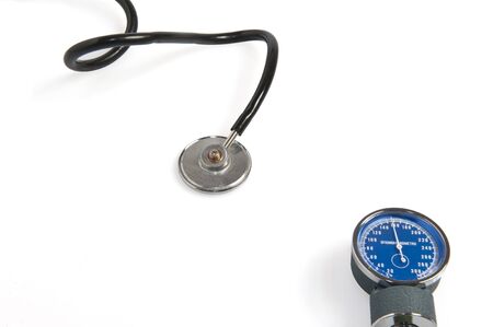 A blood pressure monitor showing high blood pressureの写真素材