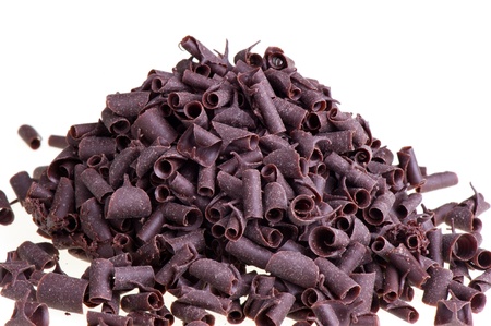 curls of chocolate milk on a white backgroundの写真素材