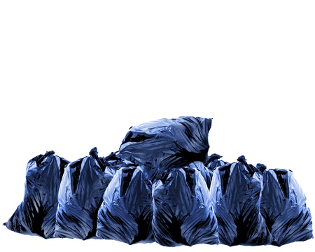 some trash bags on a white backgroundの写真素材