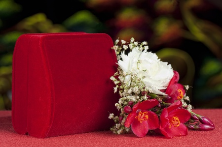 Arrangement with flowers and favors for wedding, baptism
and First Communionの写真素材