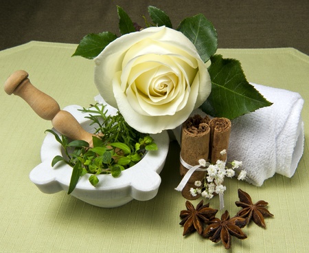 natural products for body care on colored backgroundの写真素材
