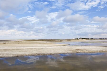 overview of a saline Salinas in Ecuadorの写真素材