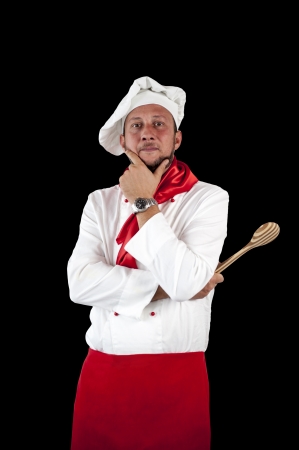 A man chef on a white backgroundの写真素材