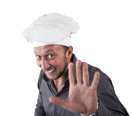 A man chef on a white backgroundの写真素材