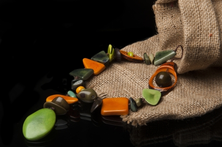 handcrafted jewelry handmade in Ecuador with taguaの写真素材