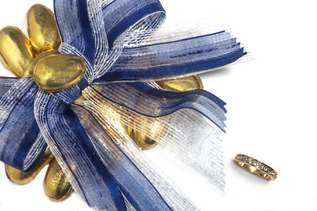 a isolated  wedding rings and satin bow の写真素材