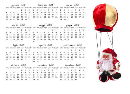 montly and yerly christmas calendear on white backgroundの写真素材