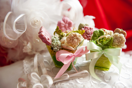 Biological and ecological weddings fawors whit soap flowerの写真素材