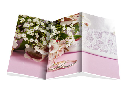 brochure of flowers and rings for a Valentine's Dayの写真素材