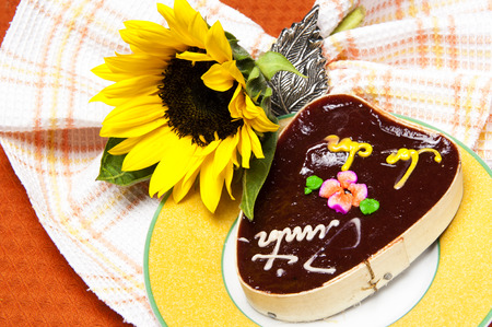 a sweet Ecuador heart-shaped over a placematの写真素材