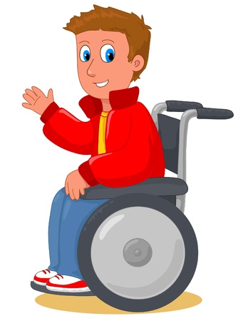 Happy young man on his wheelchair. のイラスト素材